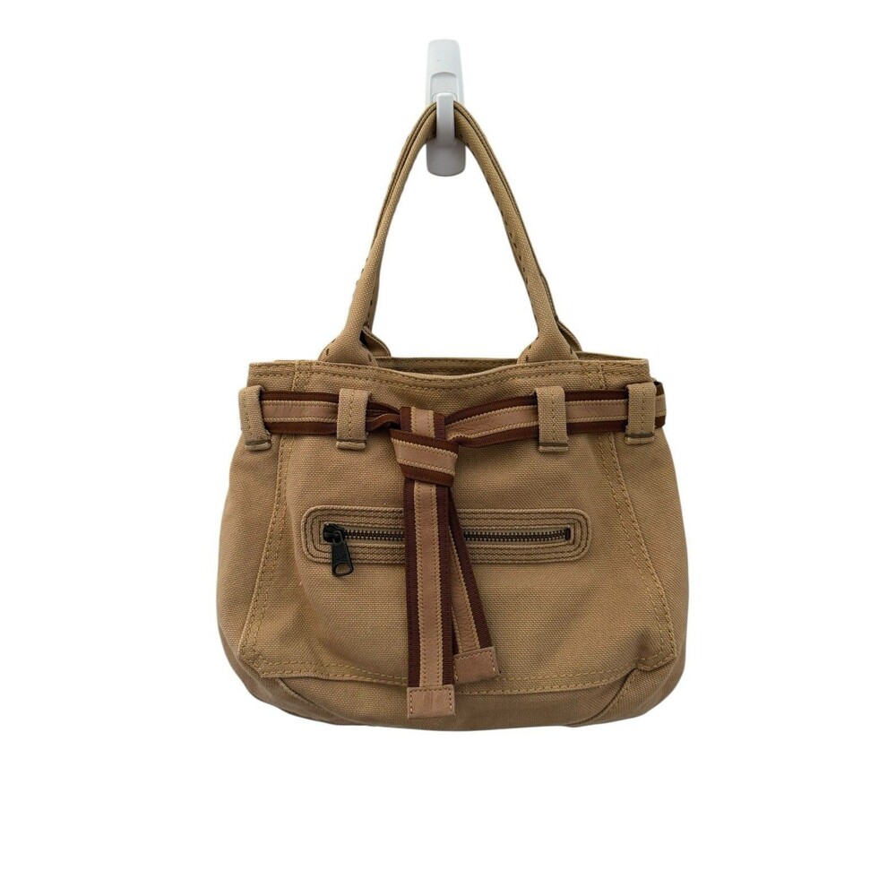Vintage y2k GAP womens beige brown tote shoulder bag  zip pockets silver hw
